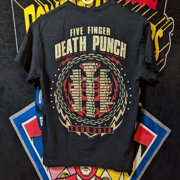 Five Finger Death Punch 5FDP Got Your Six 2016 Tour Black T-Shirt sz Medium - Picture 4 of 5